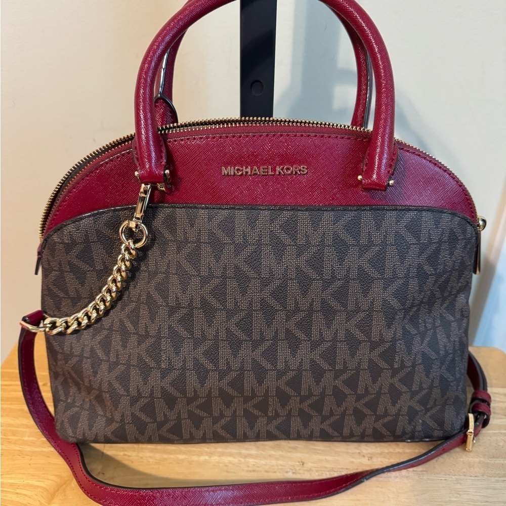 Michael Kors Red and Brown Handbag